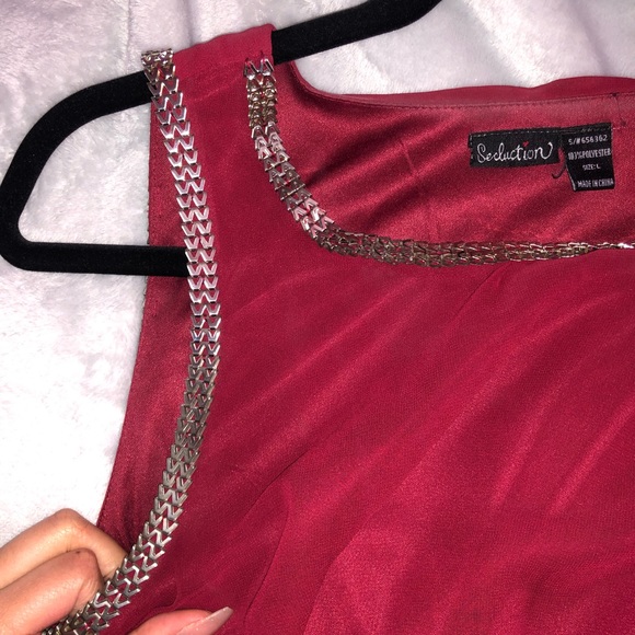 Burgundy high low dress - Picture 4 of 4